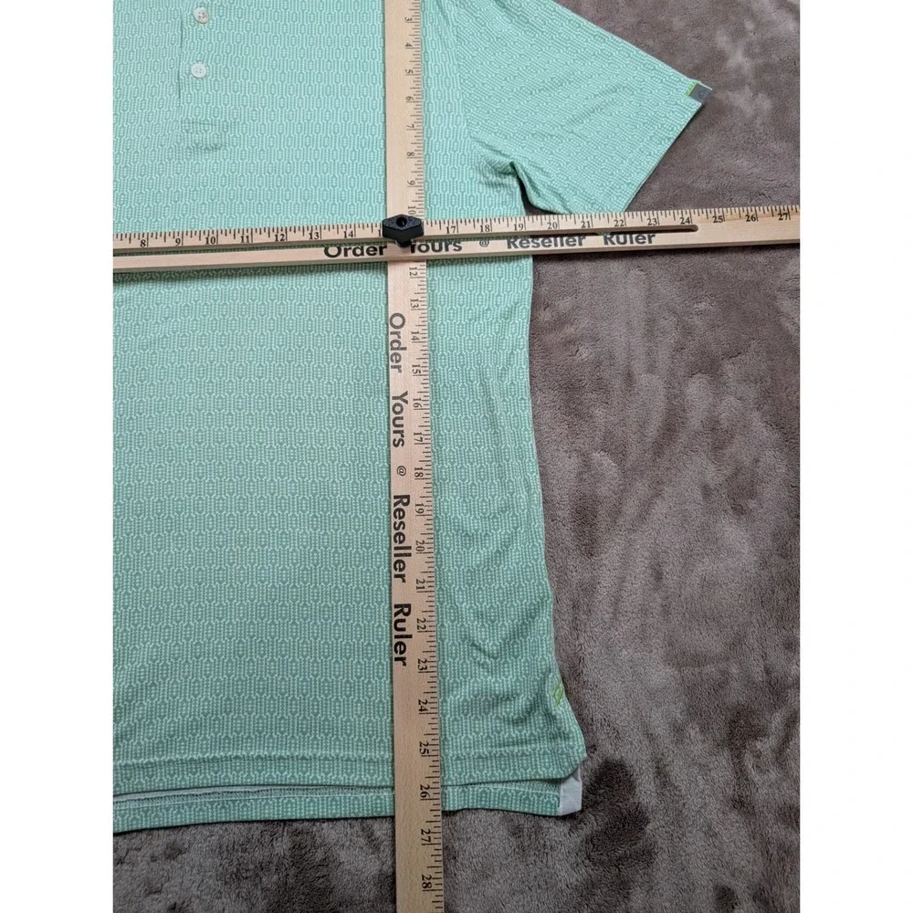 Tasc Performance Polo Shirt Mens Small Green Geometric Tile Short Sleeve Golf